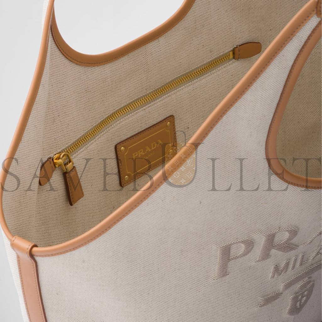 PRADA LARGE LINEN BLEND AND LEATHER TOTE BAG 1BG472  (37*30*13cm)